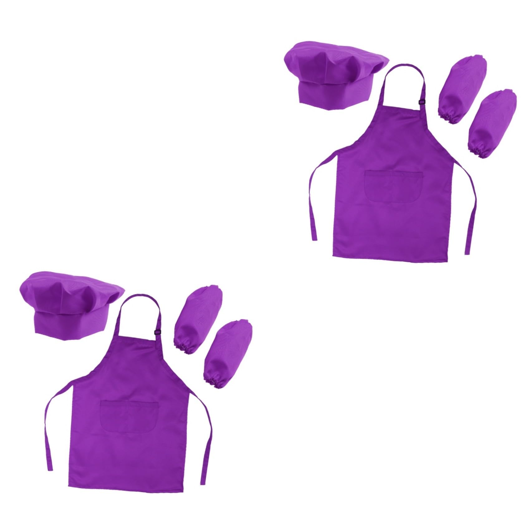 BESTonZON 2piezas Cocina Infantil Completo con Gorro Delantal y Manguito para Cocinar Pintar y Decorar Fiestas Color Púrpura para Niño Niña De Años