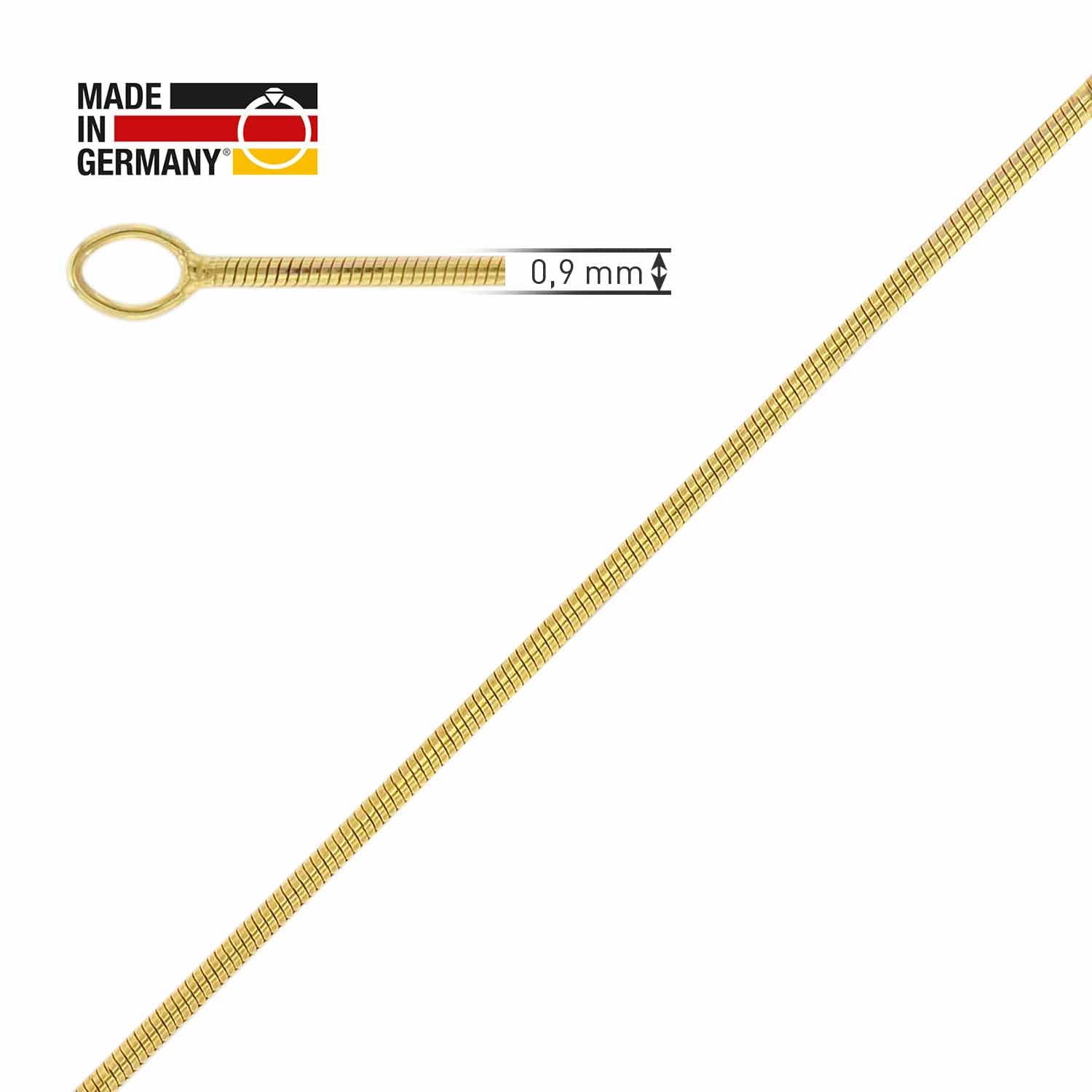 trendor Feine Schlangenkette Gold 333/8K Breite 0,9 mm 51860