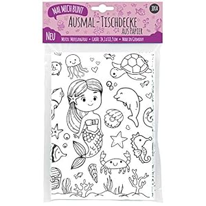 Papieren tafelkleed om in te kleuren zeemeermin party I kinderverjaardag zeemeermin I kleurfoto’s zeemeermin I…