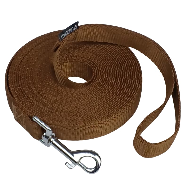 Siumouhoi Dog/Puppy Obedience Recall Training Agility Lead - 15ft 20ft 30ft 40ft 50ft Training Leash - Great for Play, Camping, or Backyard (Brown, 40 Feet)