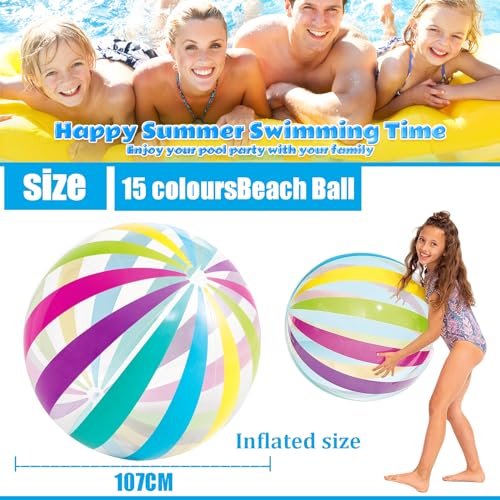Wasserball Aufblasbar Strandball für Kinder Erwachsene,107cm Beachbälle Super Groß Aufblasbare Wasserbälle,Strandbälle,Beach Ball Bälle Gummi,Schwimmbad Party Balll für Sommer Pool Wasserspielzeug