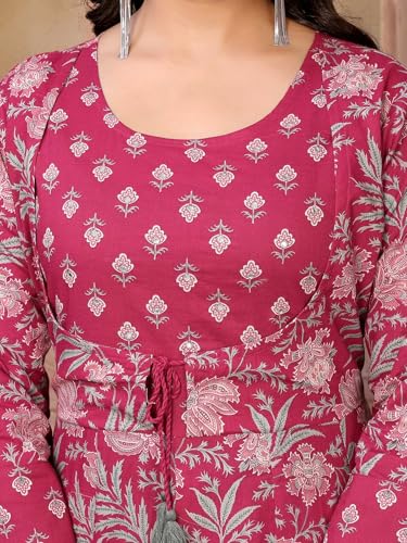 Image of rangita Women's Cotton Relaxed Fit Anarkali Embroide Calf Length Kurti | Kurta