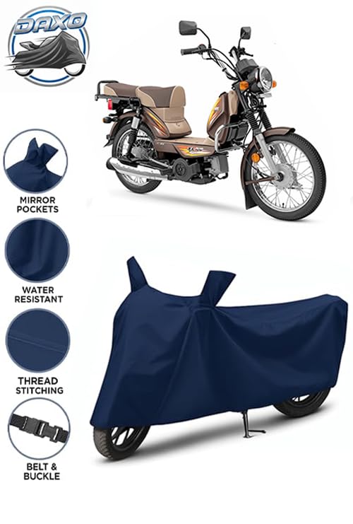 Image of Waterproof Bike Cover for TVS XL 100 | All Weather Protection from Rain, Dust, UV Rays & Scratches with Mirror Pockets & Buckle Belt | XL 100 Bike Cover
