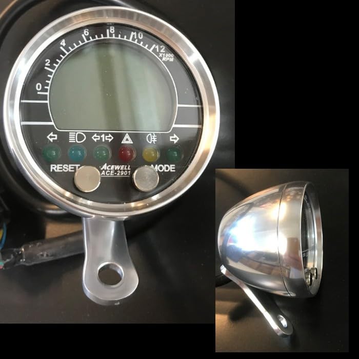 Acewell ACE-2901AP Tachimetro con sensore temperatura cromo nero