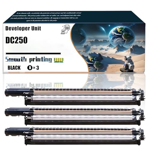 Replacement Parts Developer Unit DC250 Compatible with Xerox DocuColor DC240 DC242 DC250 DC252 and DC260 Printers, Contains Chip and Clear Printing (3 Pack Black)