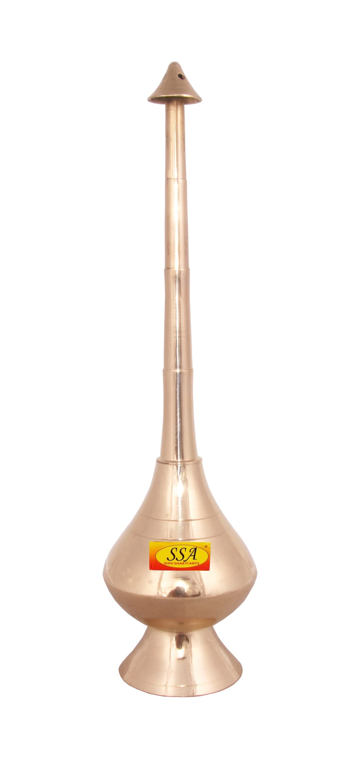 SHIV SHAKTI ARTS® Brass Bottle for Gangajal and Perfume Gulab Pash Sprinklers Gangajal Spray Bottle for Pooja (Gold, 12 inch)