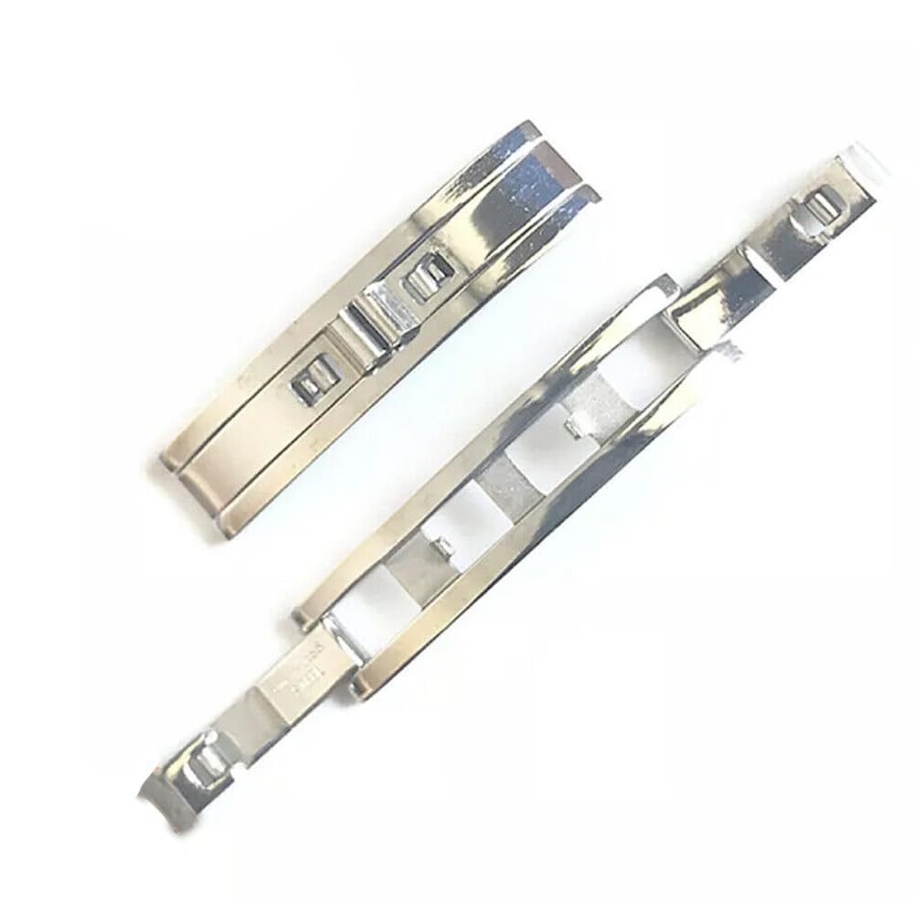 UCCKEYI 2 Pieces Stainless Steel Watch Buckle 5mm Double Pull Folding Butterfly Clasp Watch Band Replacement Buckle