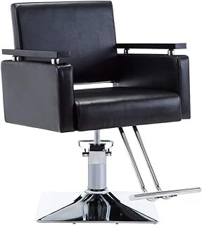 vidaXL Silla de Peluquería de Cuero Sintético Negra Salón de Belleza Barbero
