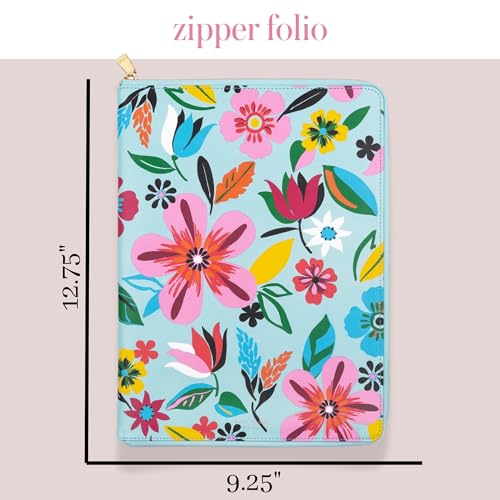 kate spade new york Bloco de notas de couro sintético de 33,6 cm x 24 cm com bolso interno, fecho de