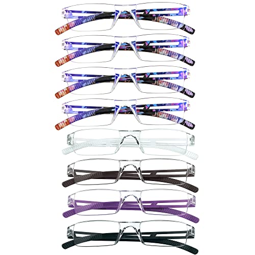 Image of 8 Pack Reading Glasses, Blue Light Blocking Computer Reading Glasses for Women and Men, Lightweight Readers (4 Color+4 Floral,+3.25Magnification)