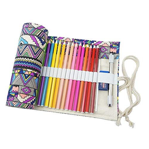 Westeng Estuche 36/48/72 Agujeros Viento chino nacional Estuche Enrollable De Lona Bolsa De Lápiz