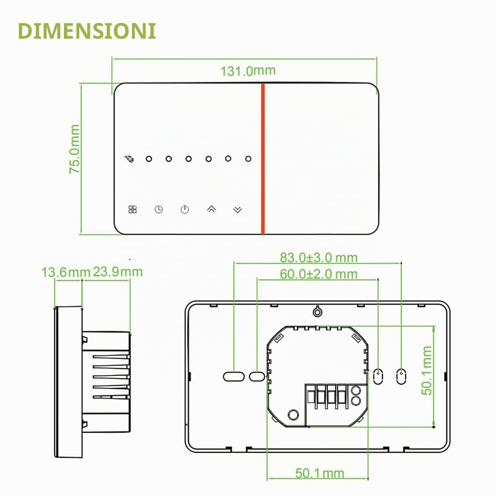 Serise 005 Termostato WiFi intelligente Compatibile con Riscaldamento elettrico Controllo della programmazione cellulare Lavora con Alexa, Google Home