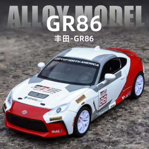 Image of Toyota GR86 Die Cast Metal Toy Car 1:32 Scale with Light & Sound, Pull Back Action, Openable Doors, Hood & Trunk, Collectible Sports Car Model for Kids & Adults