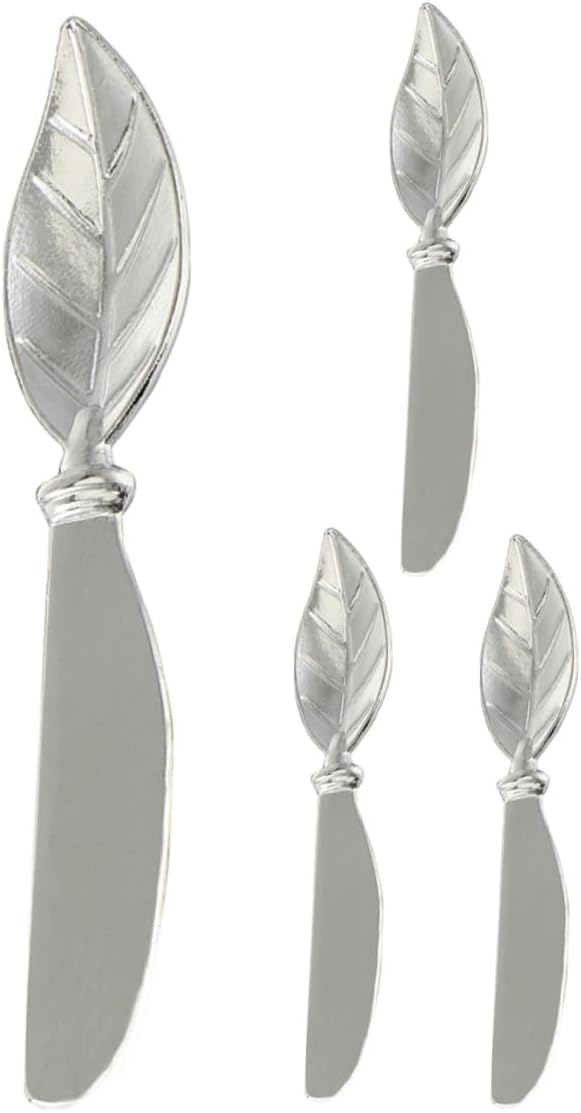 KICHOUSE 4pcs Leaf Butter Knives, Zinc Alloy Cheese Spreader Set