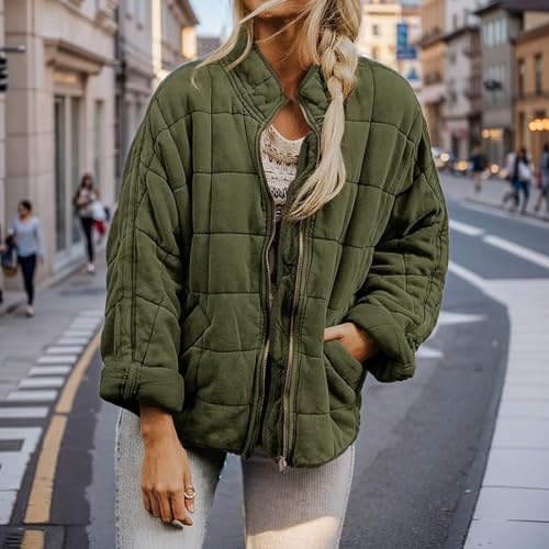 Cozy Army Green Women's Quilted Winter Coat – Your Go-To Puffer Jacket! - Image 2
