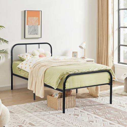 Recopilación de Base Cama Individual disponible en línea. 48 FurnitureR Marco de Cama con Plataforma de Metal de Tamaño Doble con Cabecera, Soporte de Listones de Acero de Primera Calidad, no Necesita Somier, Antideslizante sin Ruido,...