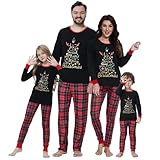 🎄【Haute qualité】: Ensemble de pyjama Noël sont composés à 95 % de polyester et à 5 % d'élasthanne de tissus de haute qualité, doux et confortables, chauds et de soins de la peau, les adultes et les enfants peuvent le porter pour les vacances.