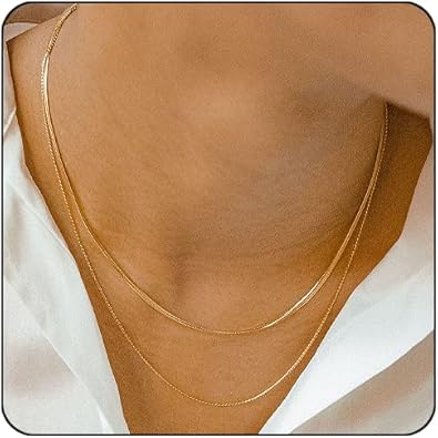 CONRAN KREMIX Waterproof Gold Necklace Layered Necklaces for Women Non Tarnish,18k Gold Plated Stainless Steel Dainty Stack Thin Chain Necklace Set for Women Gifts Jewelry