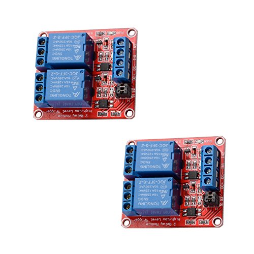 2 pcs 5V 2 Channel DC 5V Relay Module with Optocoupler High/Low Level