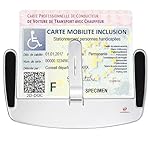 Porte Carte Pare Brise Handicapé PMR VTC Taxi | Support Carte HANDICAPE | PMR | VTC | Permis Taxi - Ambulance | Ticket de stationnement | Support Autocollant | Carte Professionnelle (Garantie) (1)