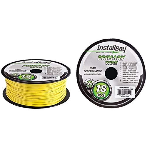 Yellow 18 Gauge 500' Feet Primary Wire Cable The Install Bay by Compatible With Metra PWYL18500