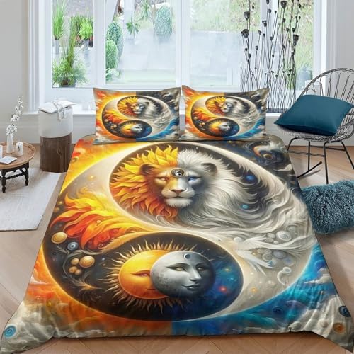 Housse de couette 3D Yin et Yang avec fermeture éclair en microfibre douce