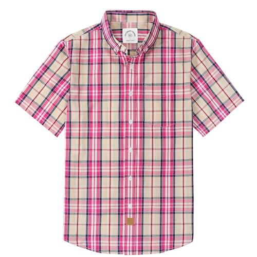 Image of Dubinik Mens Short Sleeve Button Down Shirts Soft Breathable Summer Vintage Regular Fit Lightweight Men's Casual Shirt