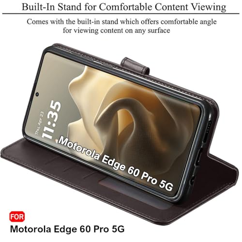 Image of TheGiftKart Flip Back Cover Case for Motorola Moto Edge 60 Pro 5G | Dual-Color Leather Finish | Inbuilt Stand & Pockets | Wallet Style Flip Cover for Moto Edge 60 Pro 5G (Faux Leather, Coffee & Brown)