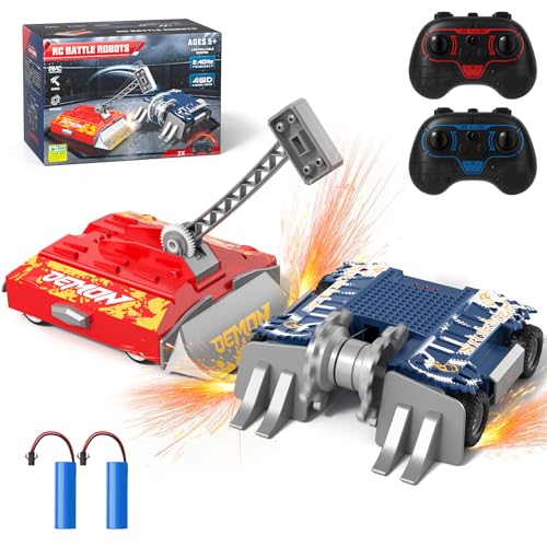 ACIKETO Remote Control Battle Robots, RC Fighting Robots Toys for Kids, Combat Robot STEM Toys, 4WD 2.4 GHz Remote Control Robot Set Birthday Gifts for Boys and Girls Age 5 & Up