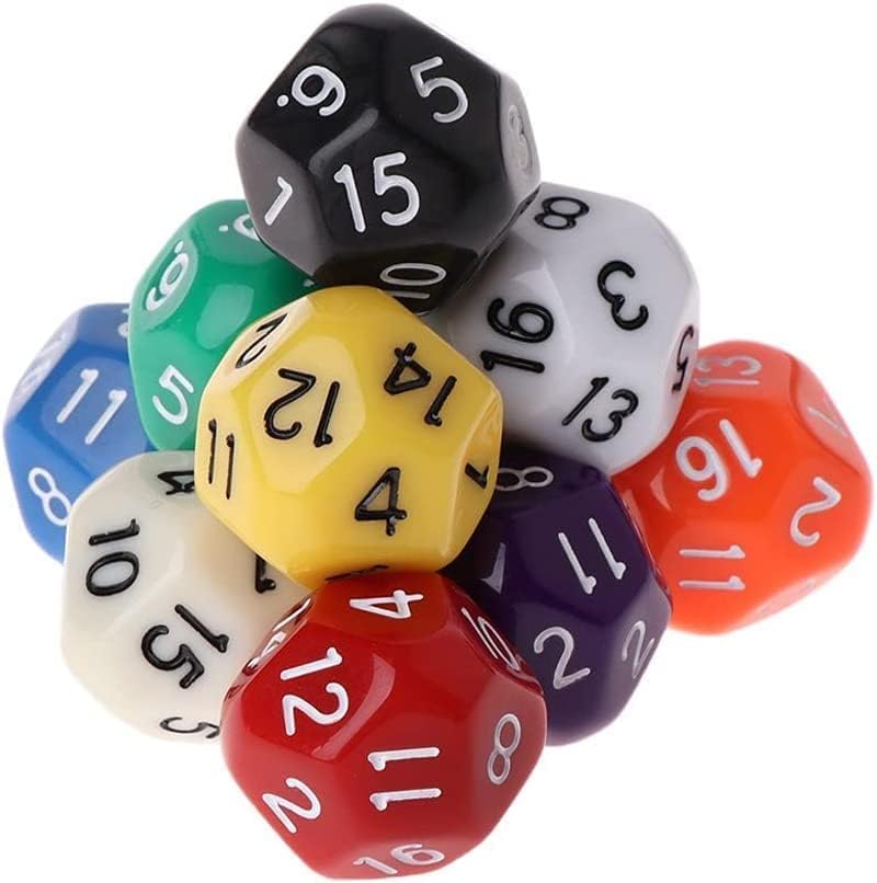 10 Pcs Polyhedral Dice for Dungeons and Dragons 16 Sided Dice Set Polyhedral Dice with Other Table Games with Random Multi Colored Assortment Playing Role Playing Dice - Image 4