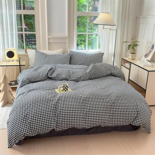 Image of Nayoroom Black and White Gingham Duvet Cover Queen Plaid Dorm Bedding