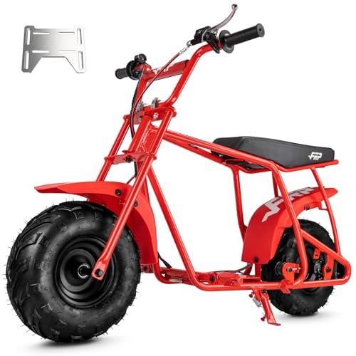 FRP GMB100 Mini Bike Rolling Frame Kit Universal Engine Mount Plate Hydraulic Disc Brake Tires & Wheels Front Fork Seat & Handlebars 220 lb Capacity Engine Not Included Red