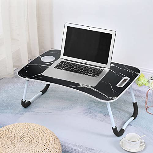 Youyijia Laptop Table 60 x 40 x 28cm Laptop Tray for Bed and Sofa Breakfast Lap Tray Bed Desk Folding CoffeeTray Notebook Stand Reading Holder (Black Marble)