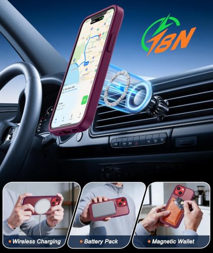 Image of FNTCASE for iPhone 13 mini /12 mini Case Red: Magnetic Translucent Matte