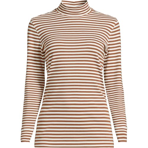 Image of Lands' End Women's Relaxed Cotton Long Sleeve Mock Turtleneck Shirt