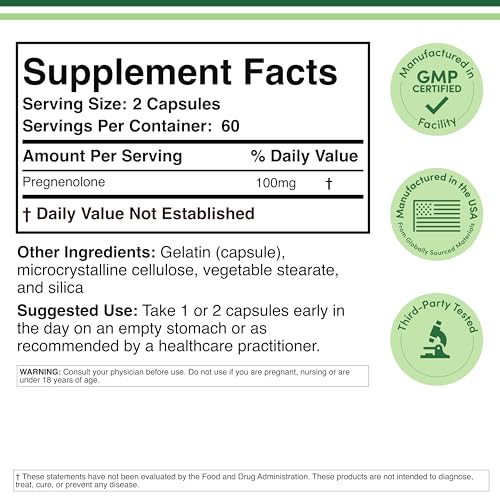Double Wood Supplements Pregnenolone 100 mg Capsules