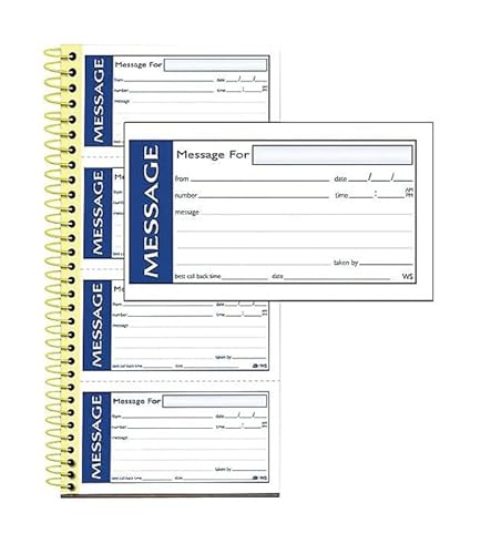 1Intheoffice Sticky Message Book, Self Stick Message Pads, Office Message Pads, Phone Message Book 2 Part Carbonless 5.25X11, White, 2 Pack #TOP5
