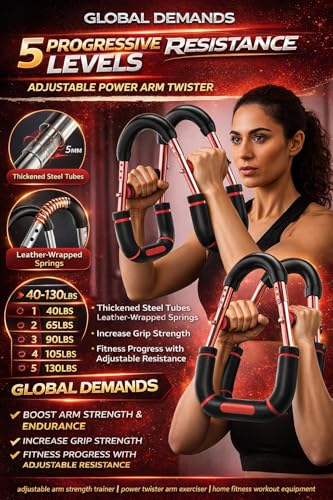 Image of Adjustable Twister Arm Trainer - 30-120lbs Chest Exerciser with Detachable Springs, Home Gym Equipment for Men & Women