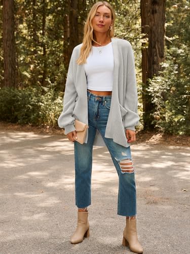 Image of LILLUSORY Womens Oversized Cardigans Soft Knit Cardigan Sweater with Pockets