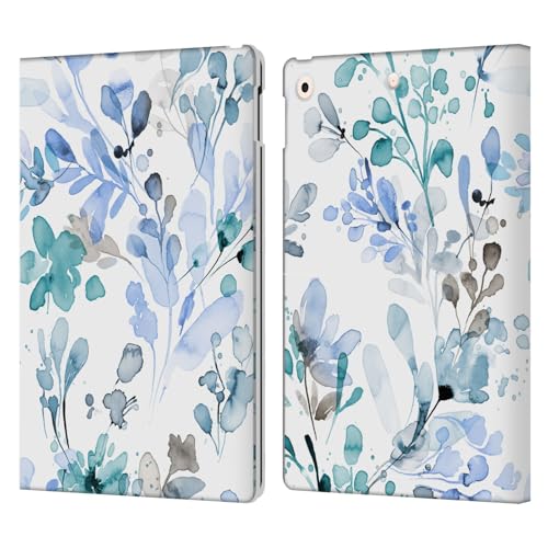Étui portefeuille en cuir Ninola Plantes Bleues pour Apple iPad 10.2