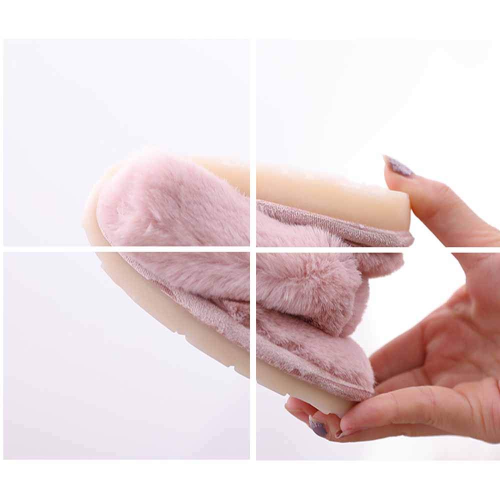 YHQZNLXQ Rosa Flauschige Hausschuhe Damen, Slides Winter Flip Flops Warme Bequeme Flauschige Hausschuhe Lady House Weiche Schuhe Flache Schuhe für Indoor Outdoor Flache Sandalen Damen