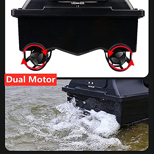 Bateau Appât Télécommandé 500m - 1,8kg - Sondeur Poissons - 2 Trémies - Noir