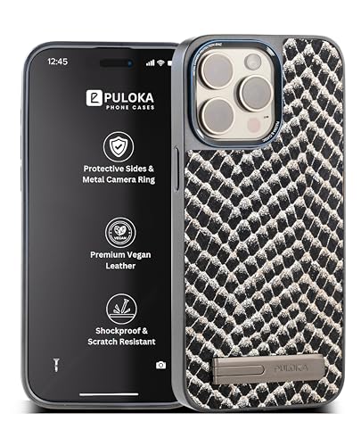 Image of PULOKA for iPhone 15 Pro Case, Back Cover with Kickstand & Metal Camera Ring & 360 Military-Grade Protection, | Ultra Hybrid Slim Case - (Black, iPhone 15 Pro)