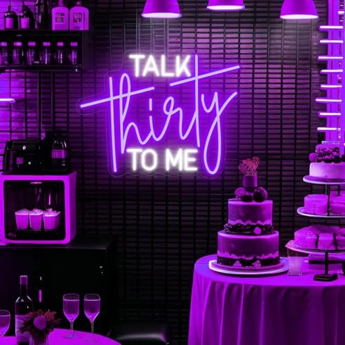 Image of Talk Thirty To Me Neon Sign,30th Birthday Decorations,30th Birthday Decorations 30th Birthday Neon Signs Thirty Birthday Gifts For Him Her USB Neon Sign for Birthday Anniversary