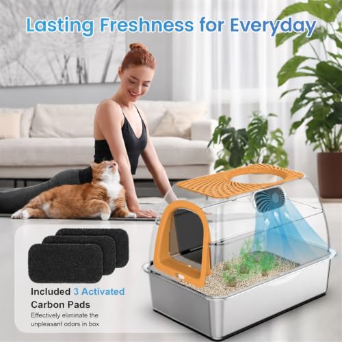 Image of SuzziPaws Stainless Steel Litter Box Dog-Proof Leak-Proof for Multi-Cats
