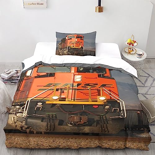Parure de lit train vintage green en microfibre douce avec housse de couette 3D - 3