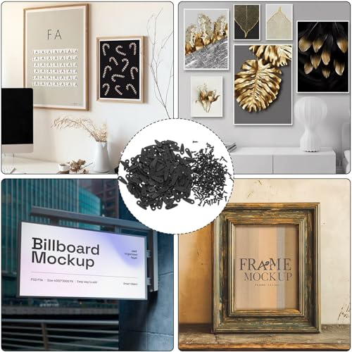 Image of TIESOME 200 Pcs Picture Frame Backing Clips, Buckle Black Back Pictures Frame Hardware Backing Clips Flat Metal Turn Button with Screws for Photos Artwork Gift Boxes