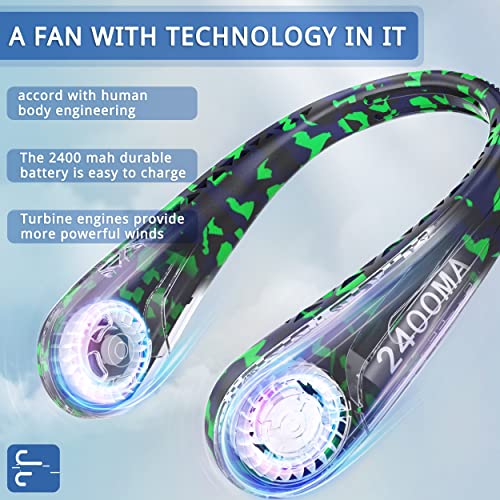 Image of FrSara Neck Fan, Portable Fan Strong Wind, Adjustable, 360 Cooling, Super Quiet, No Blade Fan Design, No Hair Twisting, Even Air Volume On Both Sides, Non-Slip Material, Short Charging, Long Use Time