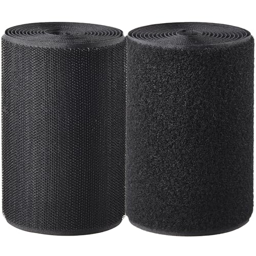 ECOHomes 4 Inch Wide x 6 FT Sew On Hook and Loop Tape for Fabric Roll Sewable Sew-On Strips for Clothing Clothes Fabric | No Adhesive Sewing Fastener Straps Easy Sew in Strong Grip Black