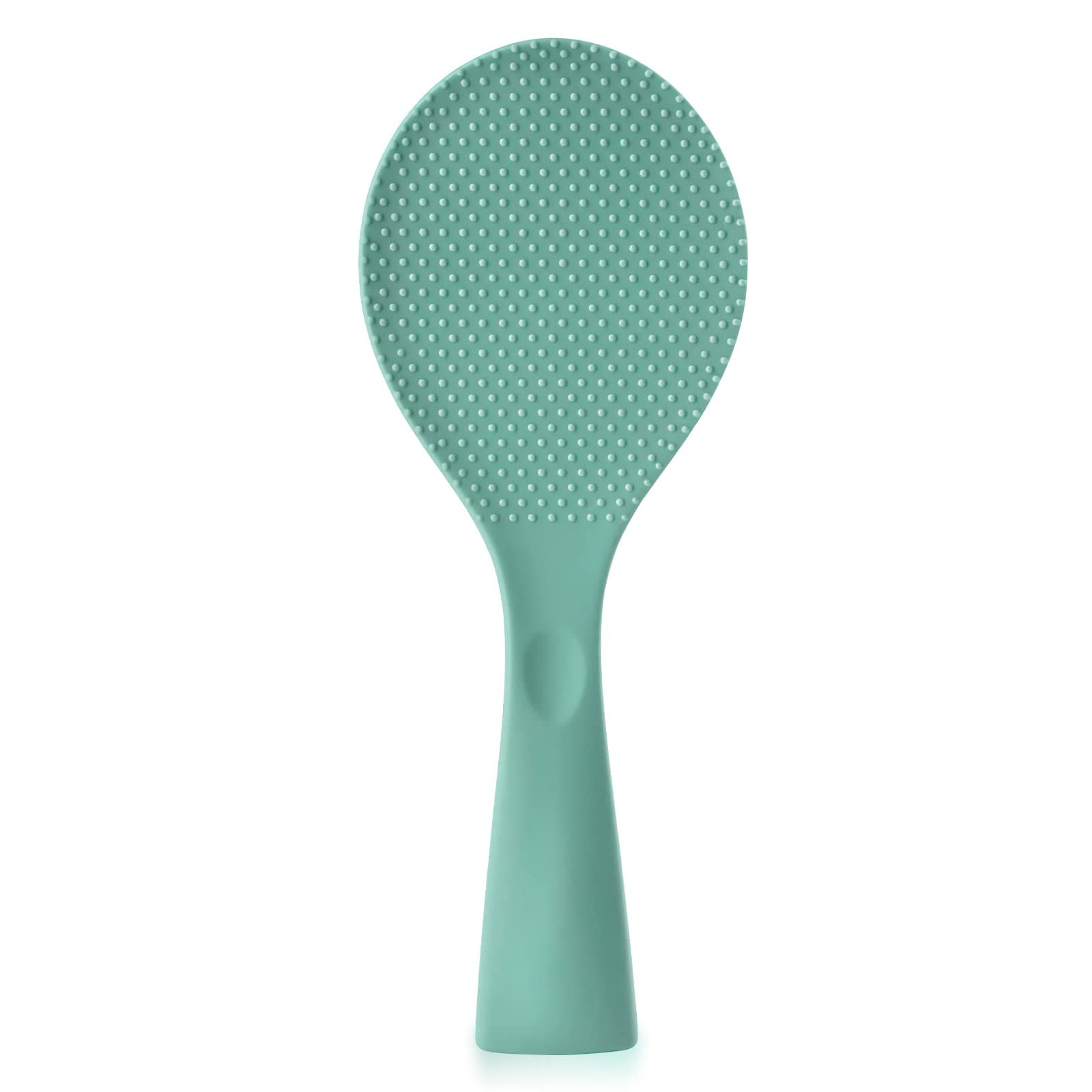 MAKINGTECRice Paddle, Kitchenware Cooker Rice Spatula, Silicone Standing Non-Stick Spoon, Convenient High Heat Resistant, Serve Rice Gadget (Green)